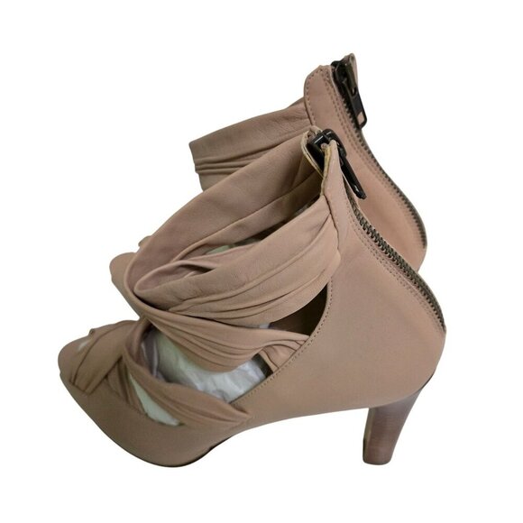 J.Crew NWOT Neutral Leather Peep Toe Platform Strappy Zip Sandals Size 9 - Picture 2 of 6